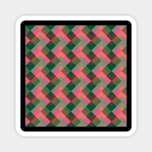 'Zagga' - in Cerise, Salmon Pink, shades of Green and Brown on a Grey base Magnet