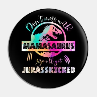 Don't mess With Mamasaurus You'll Get Jurasskicked Funny Pin