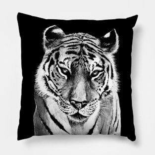 Tiger Watercolor in Black and White Pillow