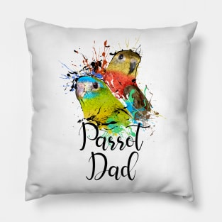 Turquoise Parakeet Parrot Dad White Pillow