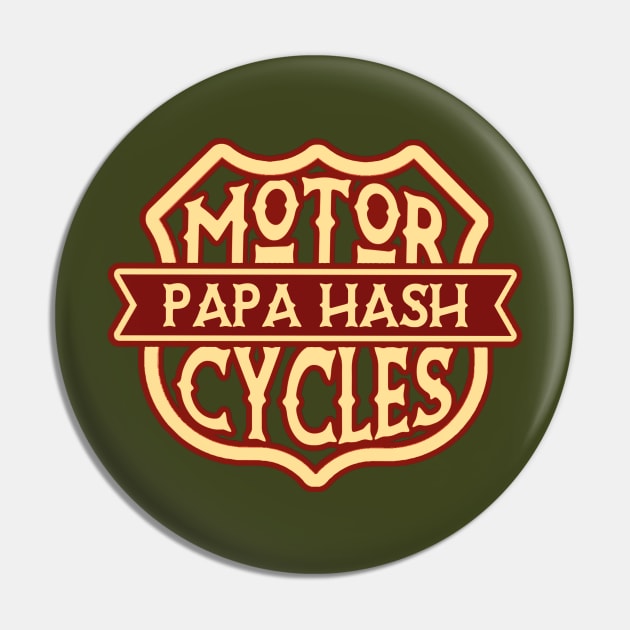 Papa Hash Apparel: Motorcycle Shield Pin by Papa Hash's House of Art