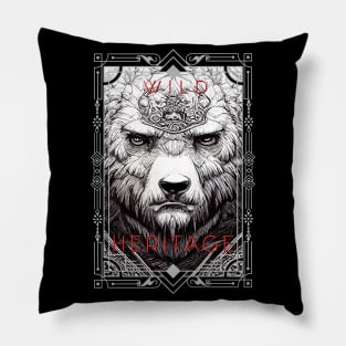 Bear Grizzly Wild Nature Illustration Line Epic Illustration Line Art Pillow