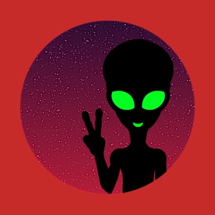 Colourful, Cute Design of an Alien Giving a Peace Sign T-Shirt