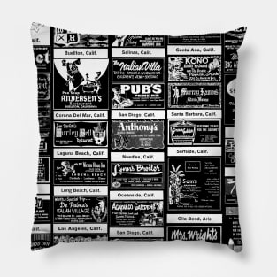 Retro Dining Directory (White) Pillow