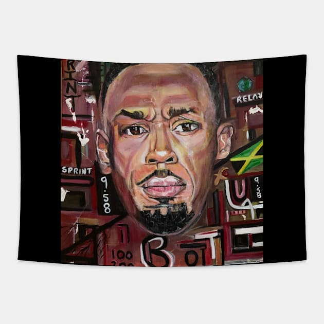 Usain Bolt, GOAT, Wall art Tapestry by DeniseMorgan