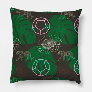 Leaf, tiger and gemstone pattern Pillow