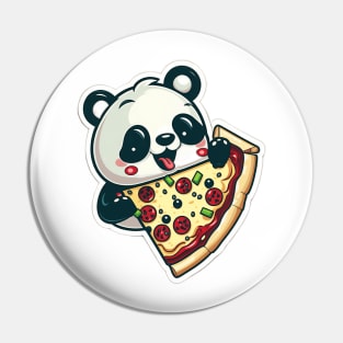 Cute Cartoon Panda Eating Pizza Funny Kawaii Pin