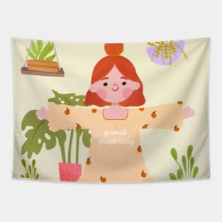 Plant Mom Cute Girl Illustration Tapestry