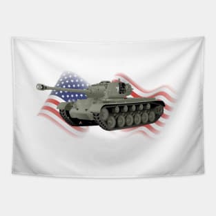 Patriotic M26 Pershing American WW2 Heavy Tank Tapestry