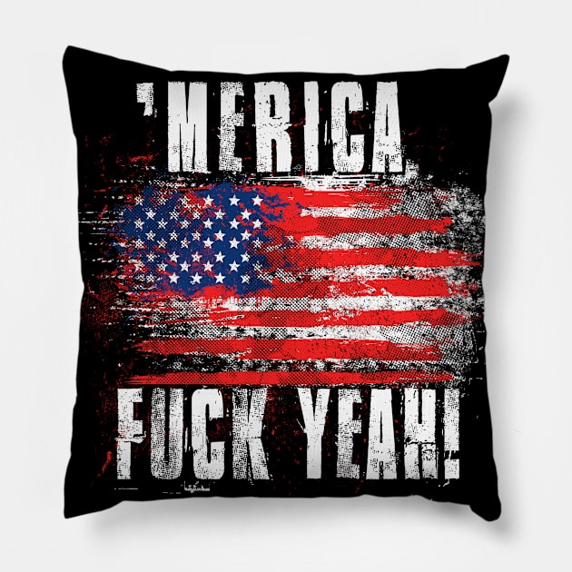 'Merica Fuck Yeah! Wartorn Distressed Flag Pillow by Family Heritage Gifts