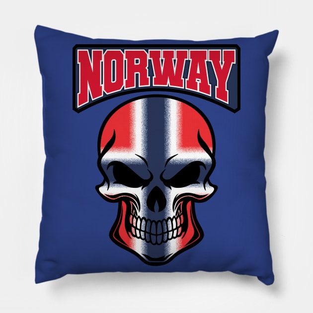 NORWAY FLAG IN A SKULL EMBLEM Pillow by VERXION