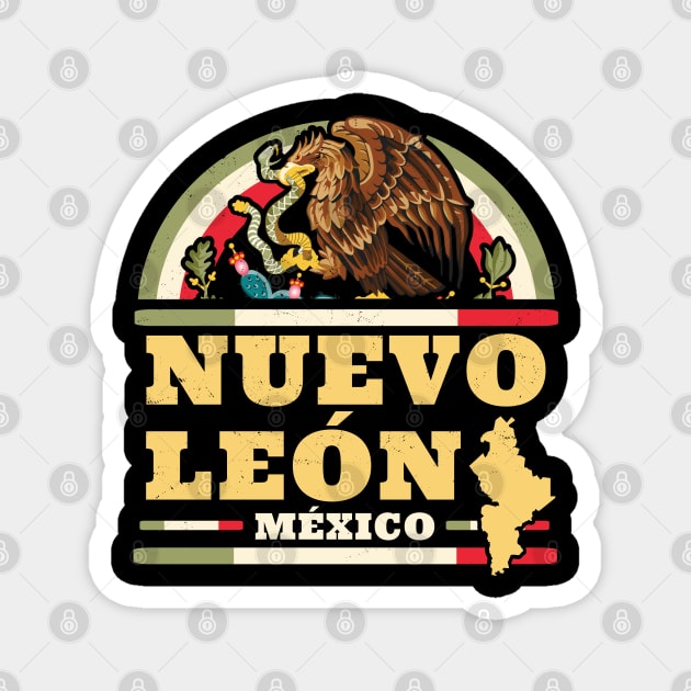 Nuevo Leon Mexico - Mapa Bandera Mexicana - Mexican State Magnet by OrangeMonkeyArt