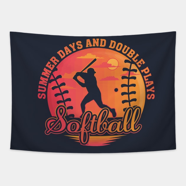 Summer Days and Double Plays Fastpitch Softball Summer Sunset Softball Player Mom Tapestry by TeeCreations