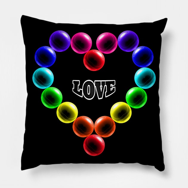 Love Heart in Rainbow Colors Pillow by The Black Panther