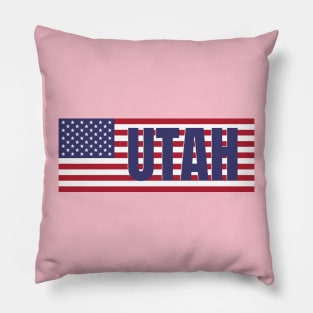 Utah State in American Flag Pillow