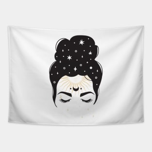 Star girl spiritual illustration Tapestry