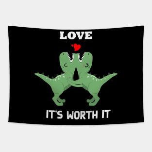 Funny dinausor T rex hug me valentine day Tapestry