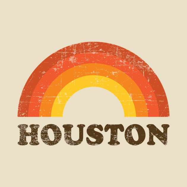 Houston Retro Vintage Rainbow Distressed by fizzyllama