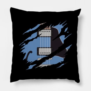 Ripped Electric Guitar Semi-Hollow Blue Color Pillow