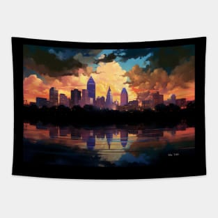 The Ville Louisville Skyline Anime Style Tapestry