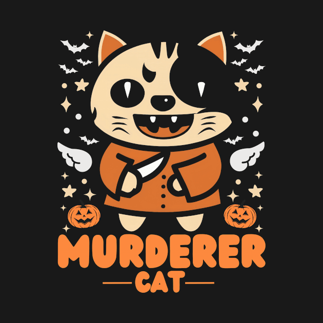 Funny Murderer Cat Halloween Designs 🐱🔪🎃 by fupi