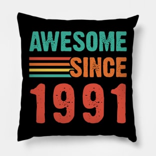 Vintage Awesome Since 1991 Pillow