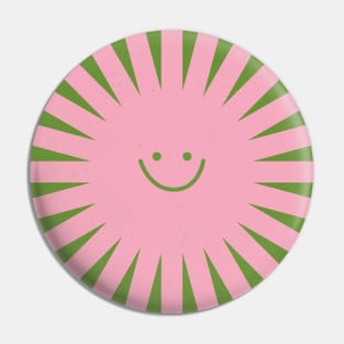 Happy Sun Retro Groovie Green Pink Boho Pin