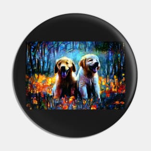 Golden Labrador Puppies - Autumn Colors Background Pin