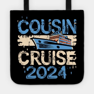 Funny Cousin Cruise 2024 Retro Family Matching Reunion Trip Tote