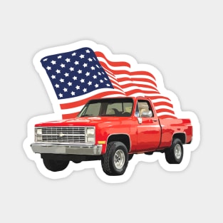 Red American Truck Magnet