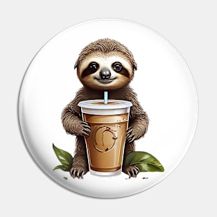 Iced Coffee and Cute Baby Sloth Pin