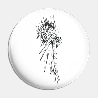 Antennae Unique Black White Abstract Art Pin