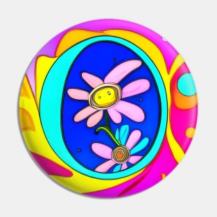 Psychedelic Flower 6 | AI Generated design by @remlorart T-Shirt Pin