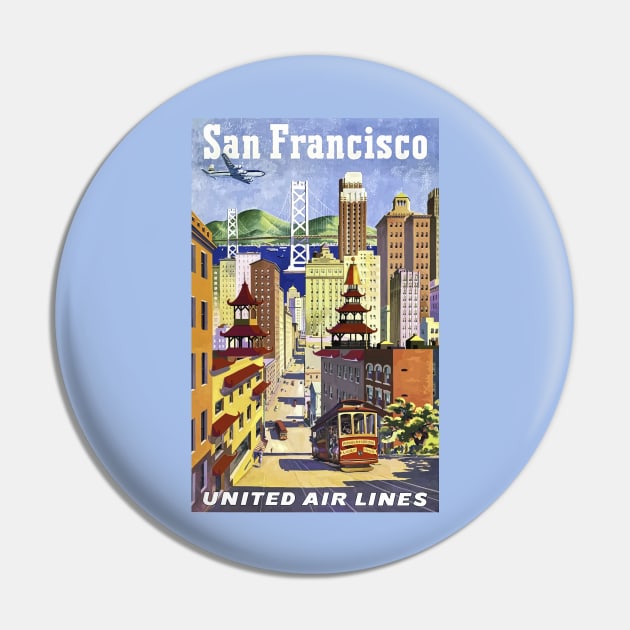 Restored Vintage Travel Poster United Airlines to San Francisco Pin by vintageposterco