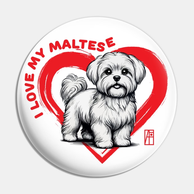 I Love My Maltese - I Love my dog - Enchanting dog Pin by ArtProjectShop