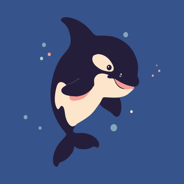 Geometrical Colorful Orca. Adorable Mosaic Cute Kawaii Simple Fish by SappiDigital