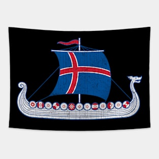 Icelander Viking Ship Icelandic Iceland Flag Tapestry