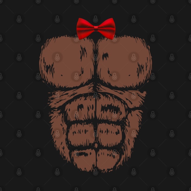 Gorilla Chest with Red Bow tie Funny Halloween  monkey by Mind Your Tee