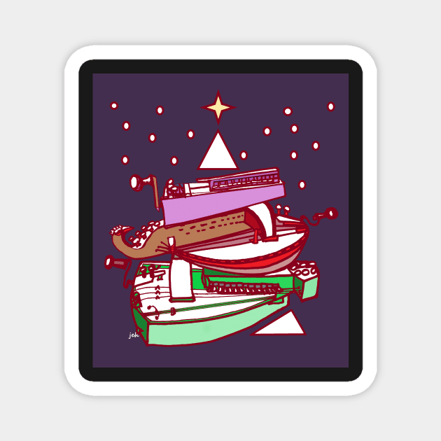 Pile of Hurdy Gurdies Christmas Card Magnet by inkle