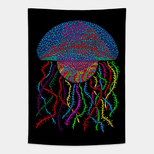 Rainbow Jellyfish - transparent background Tapestry by NightserFineArts