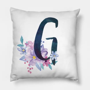 Floral Monogram G Pretty Lilac Bouquet Pillow