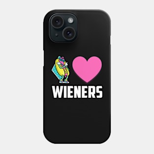 Funny Hot Dog Design - I Love Wieners Heart BBQ LGBT Gay Phone Case