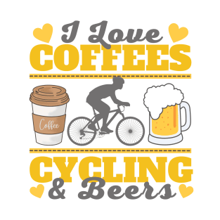 I Love Coffees, Cycling and Beers Sticker T-Shirt