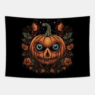 Halloween Pumpkin, Spooky Pumpkin Face Tapestry