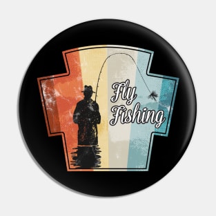 Fly Fishing Vintage Retro Style Gifts Pin