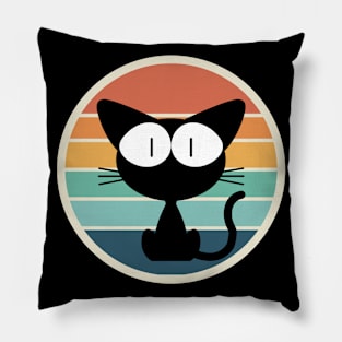 sunset and cute black cat Pillow