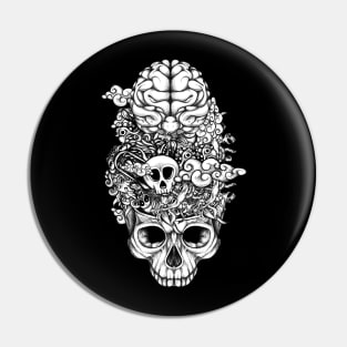 Brain Doodle BW Pin