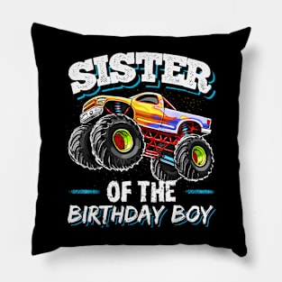 Sister Of The Birthday Boy Monster Truck Birthday Party Pillow