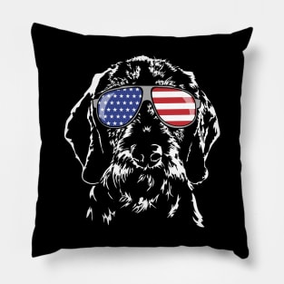 Wire Haired Dachshund American Flag sunglasses patriotic dog Pillow