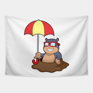 Mole at Raining with Umbrella Tapestry